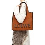 LOEWE FONT TOTE LARGE BAG IN RAFFIA