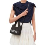 LOEWE FONT TOTE MINI BAG IN RAFFIA