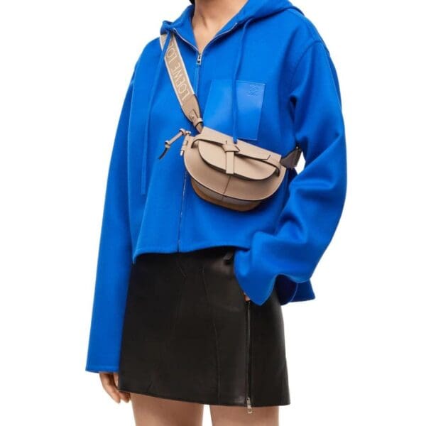 LOEWE GATE DUAL MINI BAG IN SOFT CALFSKIN AND JACQUARD