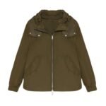 YVES SALOMON SHORT TECHNICAL FABRIC AND LEATHER PARKA