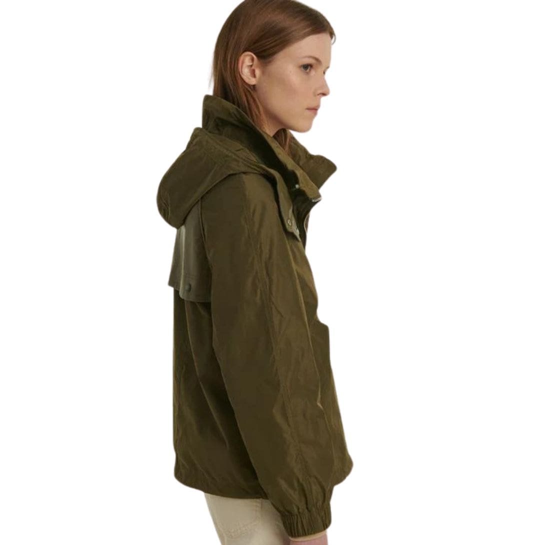 YVES SALOMON SHORT TECHNICAL FABRIC AND LEATHER PARKA