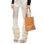 LOEWE PUZZLE FOLD TOTE BAG IN SHINY CALFSKIN