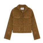 YVES SALOMON CROPPED JACKET IN DOUBLE-SIDED VELOUR LAMB LEATHER