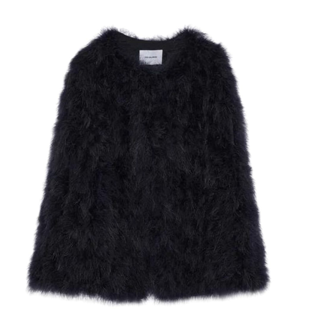 YVES SALOMON LONG FEATHER CAPE