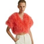 YVES SALOMON CROPPED FEATHER BOLERO