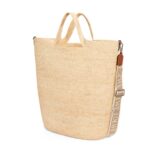 LOEWE LARGE SLIT BAG IN RAFFIA AND CALFSKIN