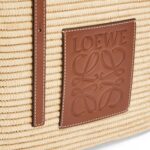 LOEWE SMALL SQUARE BASKET BAG IN RAFFIA AND CALFSKIN