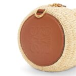 LOEWE LARGE BRACELET CLUTCH BAG IN RAFFIA AND CALFSKIN