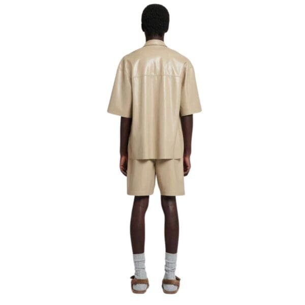 NANUSHKA DOXXI OKOBOR ALT-LEATHER SHORTS ASHY TAUPE