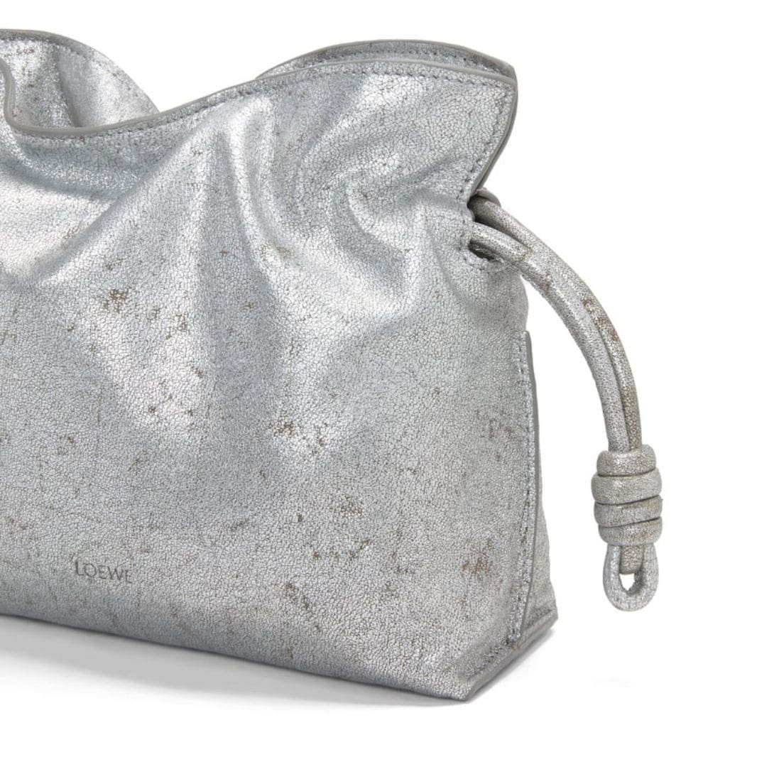 LOEWE MINI FLAMENCO CLUTCH BAG IN METALLIC