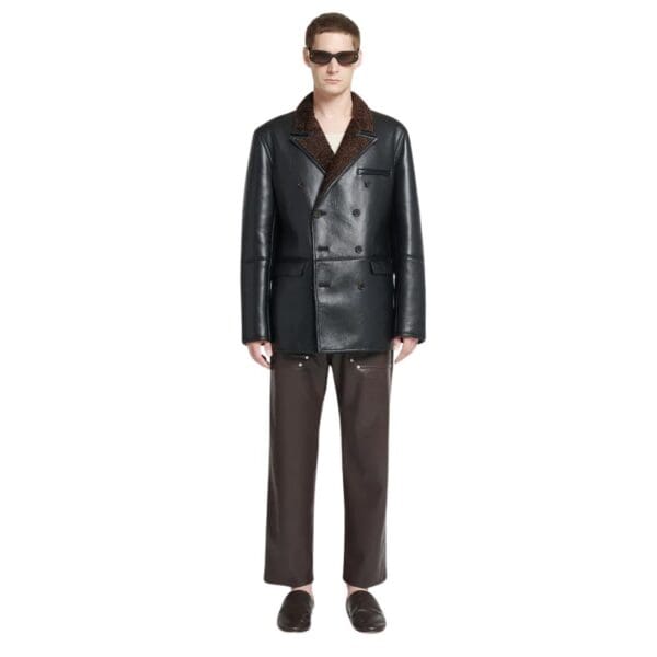 NANUSHKA ANDRO BONDED SHEARING BLAZER BLACK