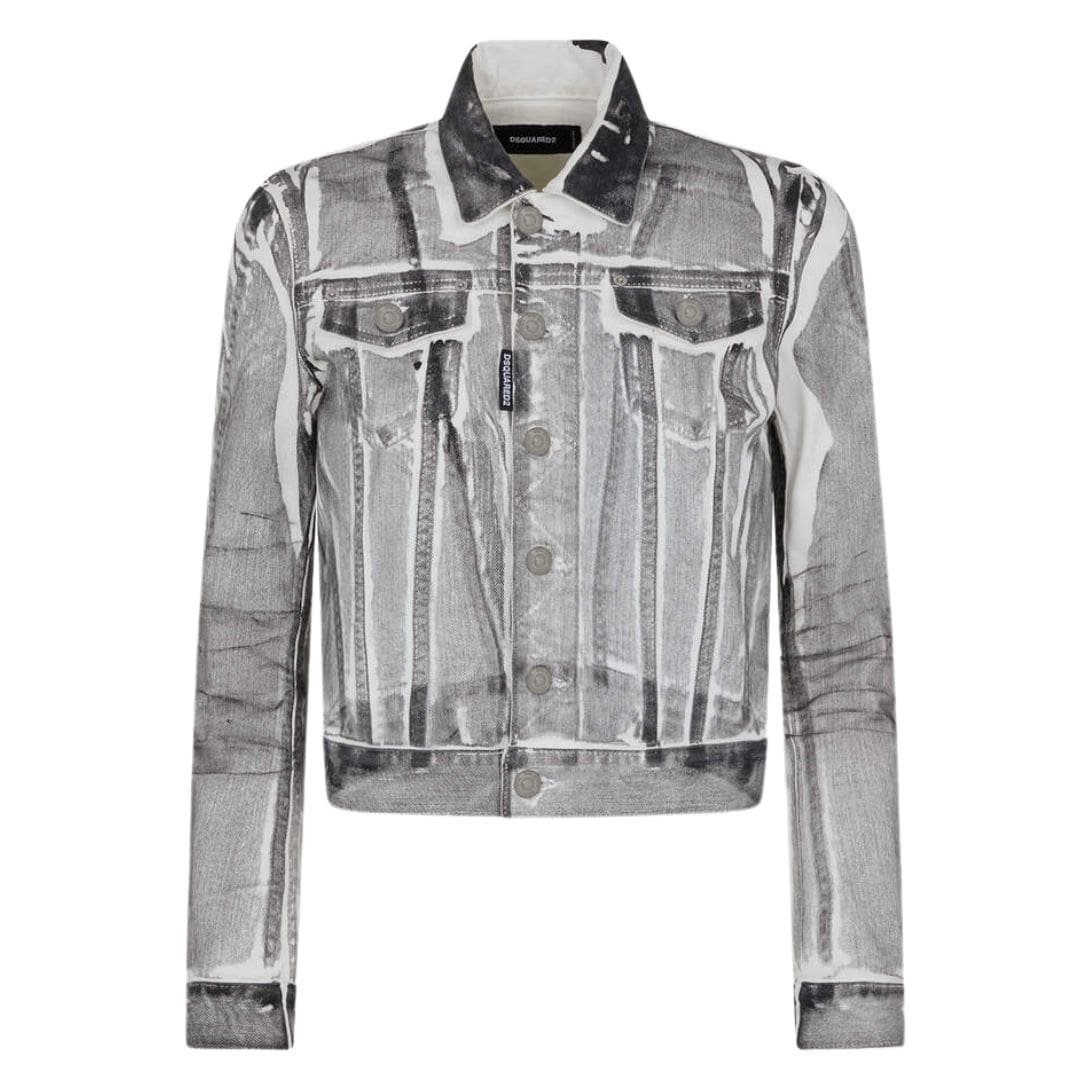 DSQUARED2 ICON WHITE COAL WASH DENIM JACKET
