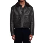 NANUSHKA RUBEN CROPPED FAUX SHEARLING JACKET BLACK