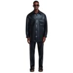 NANUSHKA MARTIN REGENERATED LEATHER OVERSHIRT BLACK
