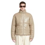 NANUSHKA MARRON OKOBOR ALT-LEATHER PUFFER JACKET ASHY TAUPE