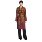 DRIES VAN NOTEN EMBROIDERED COAT WINE