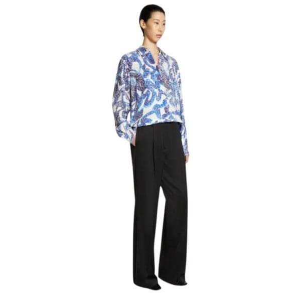 DRIES VAN NOTEN EMBELLISHED SHIRT BLUE
