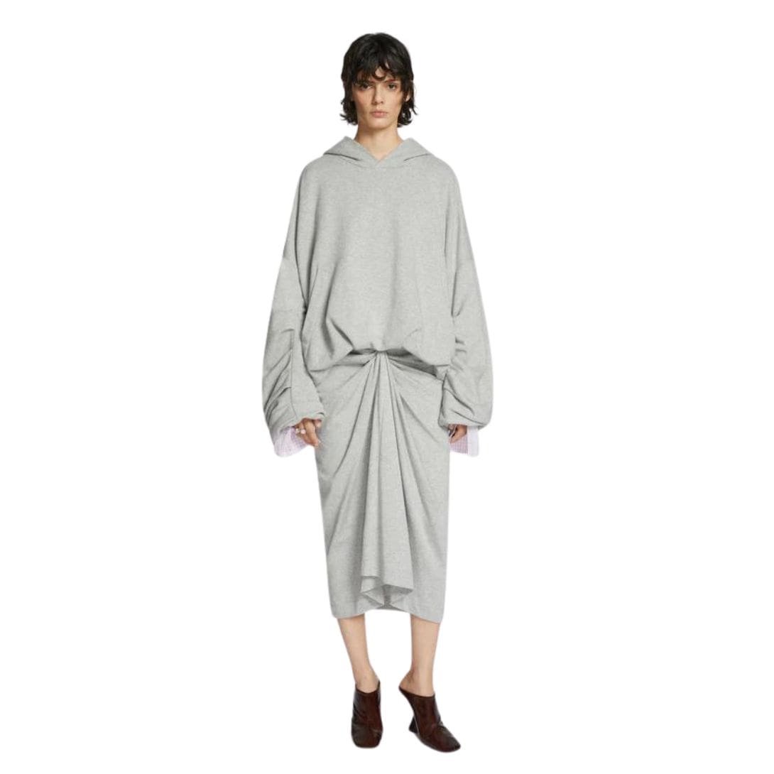 DRIES VAN NOTEN DRAPED HOODIE GREY MELANGA