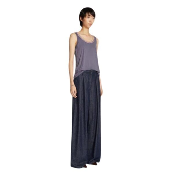 DRIES VAN NOTEN RIBBON TANK TOP ANTHRACITE