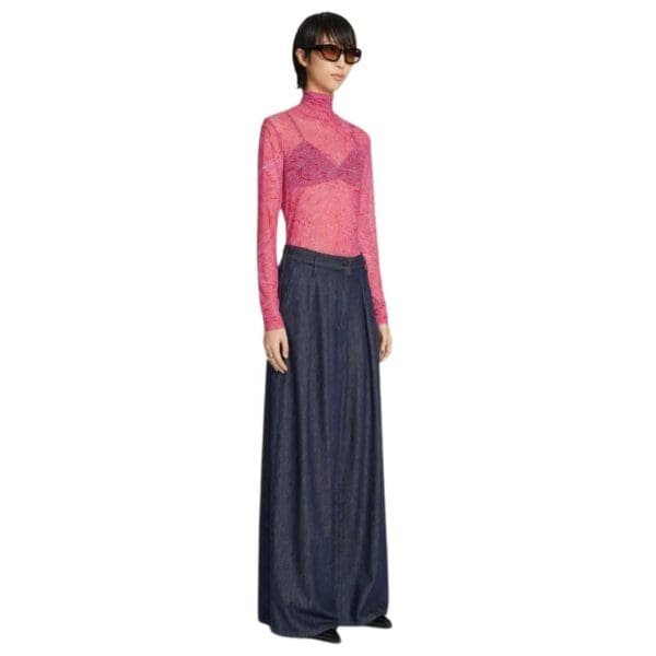 DRIES VAN NOTEN SHEER TURTLENECK TEE RED