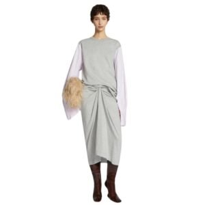 DRIES VAN NOTEN CONTRAST SLEEVES T-SHIRT GREY MELANGA