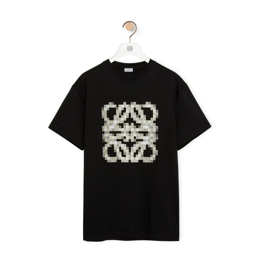 LOEWE PIXELATED ANAGRAM RELAXED FIT T SHIRT IN COTTON