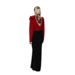 MAGDA BUTRYM CLASSIC JERSEY SHIRRED FLOWER BLOUSON IN RED