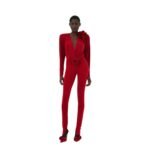 MAGDA BUTRYM CLASSIC SHIRRED FLOWER BLOUSE IN RED