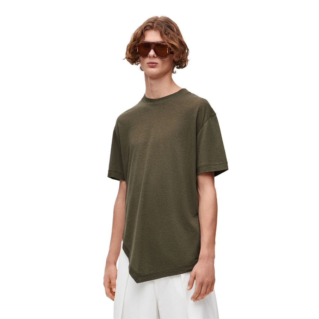 LOEWE ASYMMETRIC T SHIRT IN COTTON BLEND