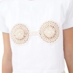 MAGDA BUTRYM CROCHET BRA T SHIRT IN WHITE