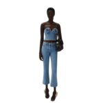 MAGDA BUTRYM FLOWER BUSTIER DENIM CORSET TOP IN LIGHT BLUE
