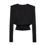 MAGDA BUTRYM LONG SLEEVE DRAPED JERSEY BLOUSE IN BLACK