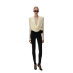 MAGDA BUTRYM LONG SLEEVE DRAPED JERSEY BLOUSE IN CREAM