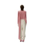 MAGDA BUTRYM LONG SLEEVE DRAPED SILK BLOUSE IN PINK