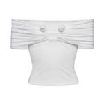 MAGDA BUTRYM OFF SHOULDER JERSEY TOP IN WHITE