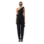 MAGDA BUTRYM ONE SHOULDER T SHIRT IN BLACK