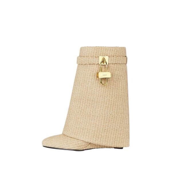 GIVENCHY SHARK LOCK ANKLE BOOTS IN RAFFIA