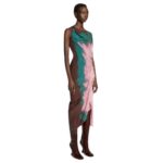 DRIES VAN NOTEN PRINTED DRAPED DRESS PINK