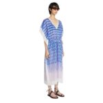 DRIES VAN NOTEN COTTON DRAWSTRING KAFTAN BLUE
