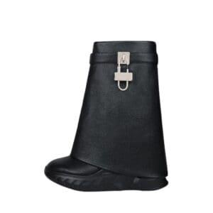 GIVENCHY SHARK LOCK BIKER ANKLE BOOTS IN GRAINED LEATHER