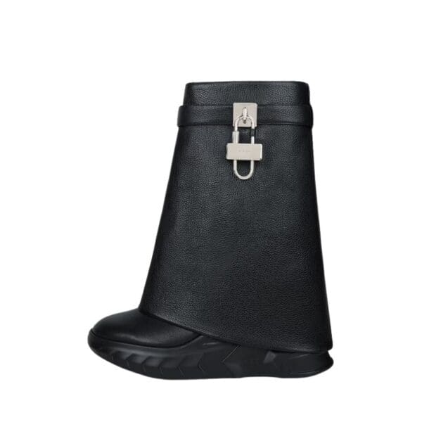 GIVENCHY SHARK LOCK BIKER ANKLE BOOTS IN GRAINED LEATHER