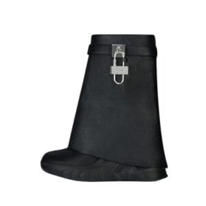 GIVENCHY SHARK LOCK BIKER ANKLE BOOTS IN GRAINED LEATHER