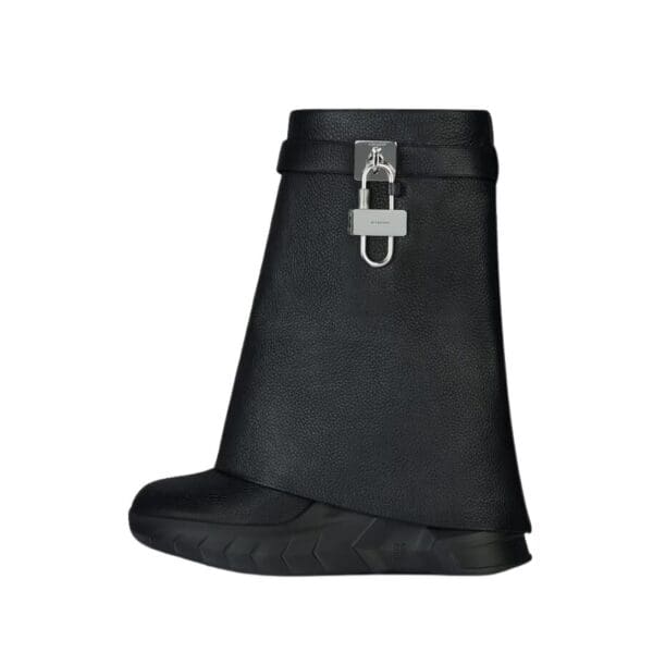GIVENCHY SHARK LOCK BIKER ANKLE BOOTS IN GRAINED LEATHER