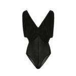 MAGDA BUTRYM RUCHED V NECK BODYSUIT IN BLACK