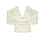 MAGDA BUTRYM RUCHED V NECK WRAP BLOUSE IN CREAM