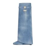 GIVENCHY SHARK LOCK BOOTS IN WASHED DENIM