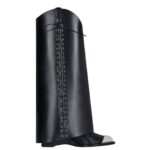GIVENCHY SHARK LOCK COWBOY ANKLE BOOTS IN CORSET STYLE LEATHER