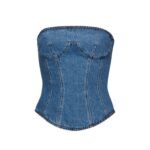 MAGDA BUTRYM STRAPLESS STITCH CORSET IN BLUE