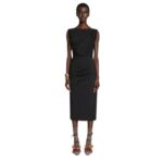 DRIES VAN NOTEN FITTED DRAPED DRESS BLACK