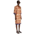 DRIES VAN NOTEN SILK SHIRT DRESS BROWN